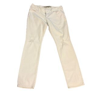 Express Womens VTG Low Rise Zelda Distressed Skinny White Denim Jeans Size 12